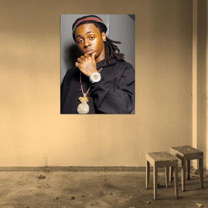 Lil Wayne Portrait Watch Ring Tattoos Hip Hop Singer Wall Art Print Poster