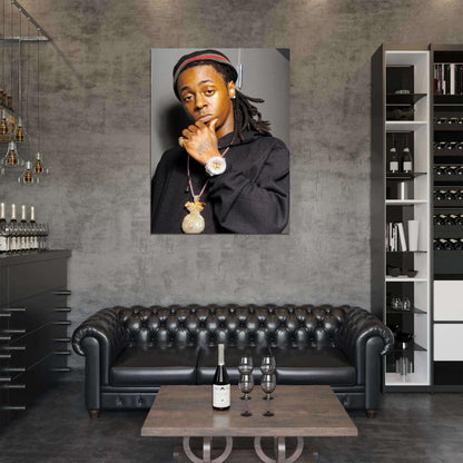 Lil Wayne Portrait Watch Ring Tattoos Hip Hop Singer Wall Art Print Poster
