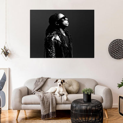 Lil Wayne Amazing BW Portrait Sunglasses Hip-Hop Wall Art Print Poster