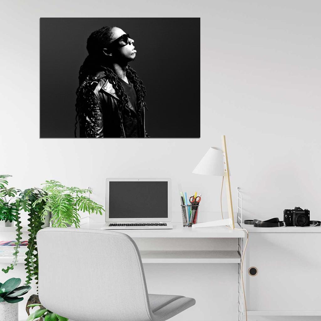 Lil Wayne Amazing BW Portrait Sunglasses Hip-Hop Wall Art Print Poster