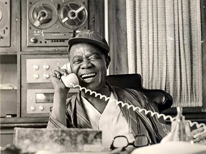 Louis Armstrong Laughing Retro Rare BW Music Singer Wall Art Print Poster