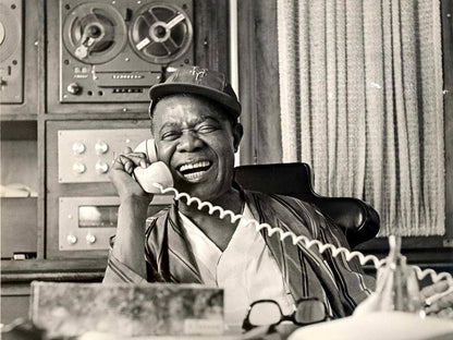 Louis Armstrong Laughing Retro Rare BW Music Singer Wall Art Print Poster