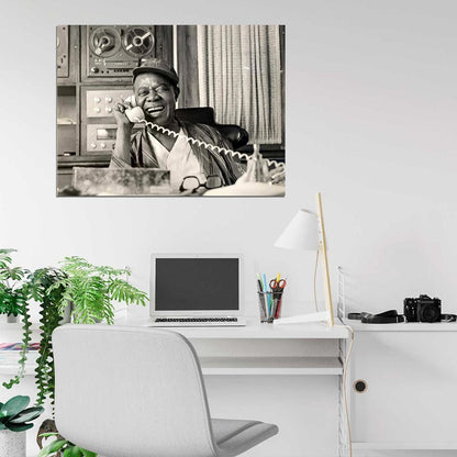 Louis Armstrong Laughing Retro Rare BW Music Singer Wall Art Print Poster