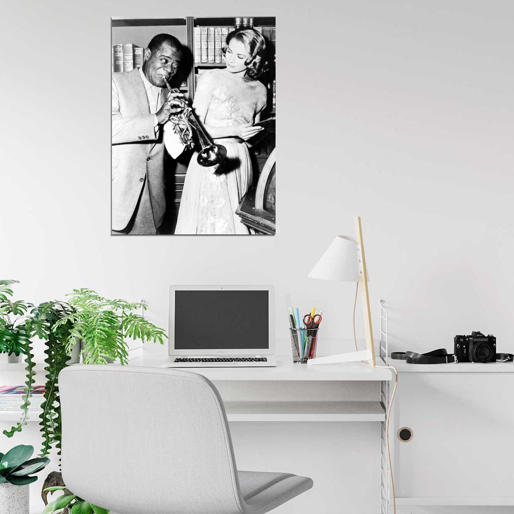 Louis Armstrong Grace Kelly Saxophone Retro Rare Wall Art Print Poster