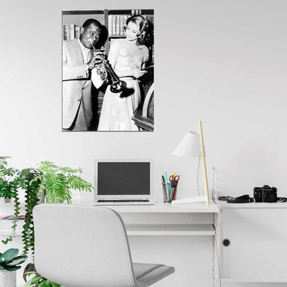 Louis Armstrong Grace Kelly Saxophone Retro Rare Wall Art Print Poster