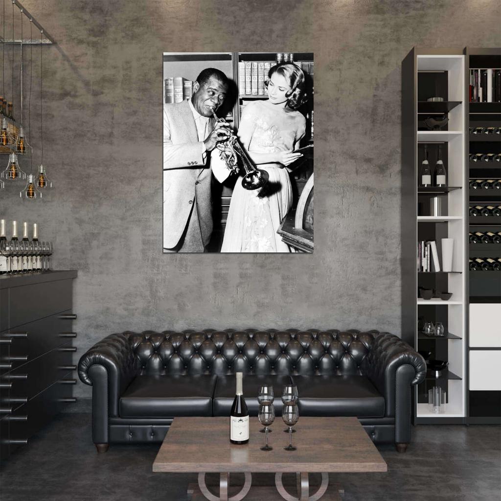 Louis Armstrong Grace Kelly Saxophone Retro Rare Wall Art Print Poster