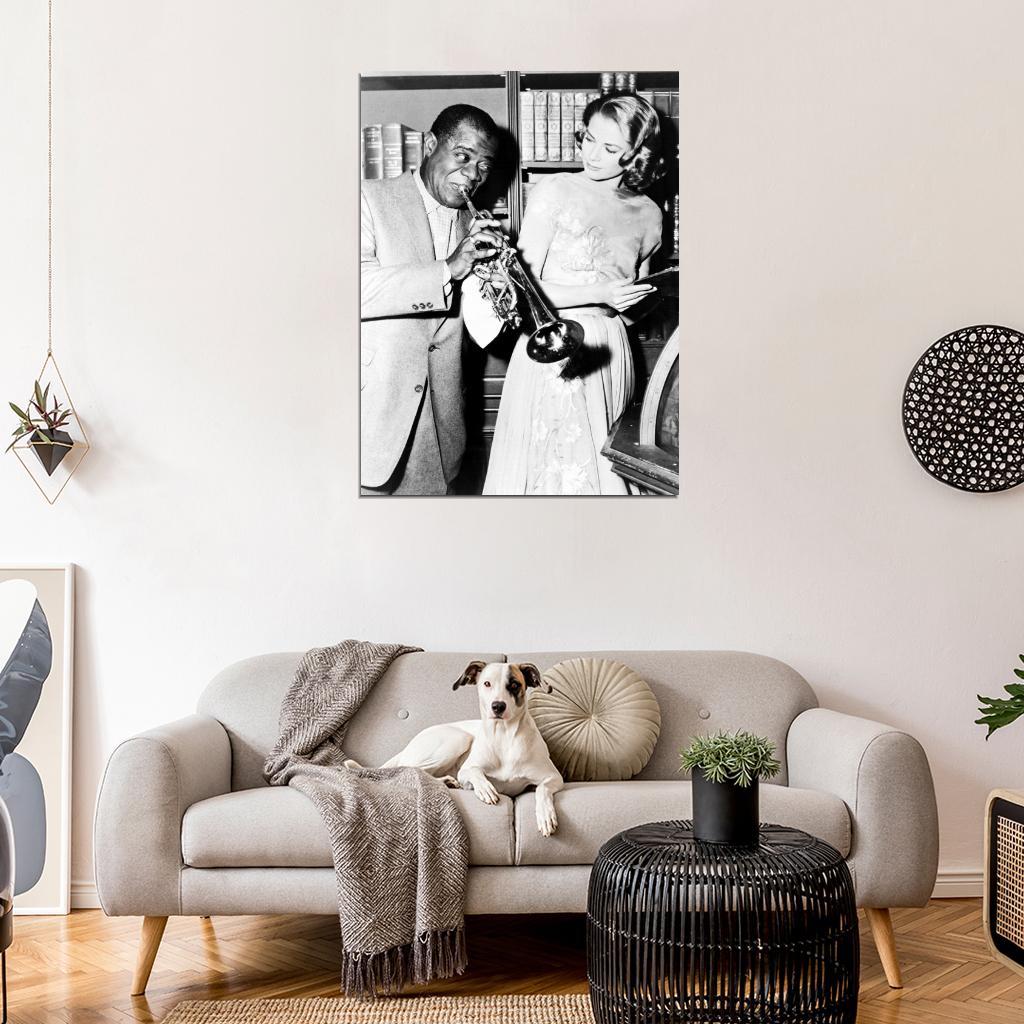 Louis Armstrong Grace Kelly Saxophone Retro Rare Wall Art Print Poster