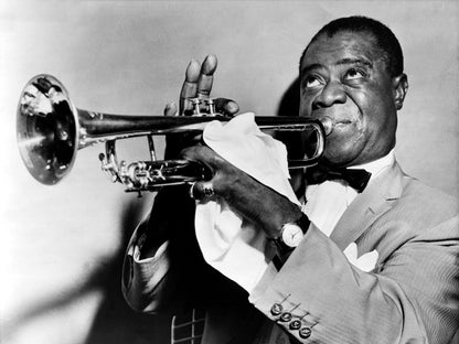 Louis Armstrong BW Portrait Saxophone Retro Singer Wall Art Print Poster