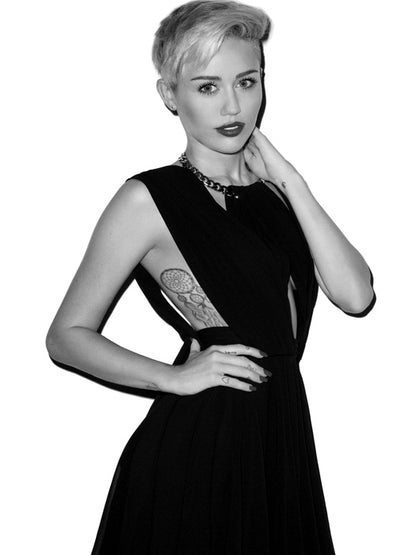 Miley Cyrus BW Tattoo Short Hair Sexy Hot Beautiful Wall Art Print Poster