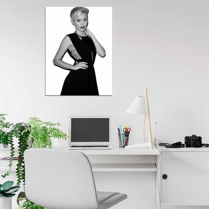 Miley Cyrus BW Tattoo Short Hair Sexy Hot Beautiful Wall Art Print Poster