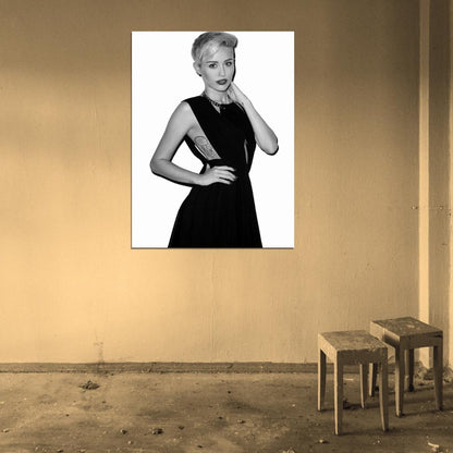 Miley Cyrus BW Tattoo Short Hair Sexy Hot Beautiful Wall Art Print Poster
