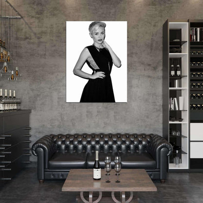 Miley Cyrus BW Tattoo Short Hair Sexy Hot Beautiful Wall Art Print Poster