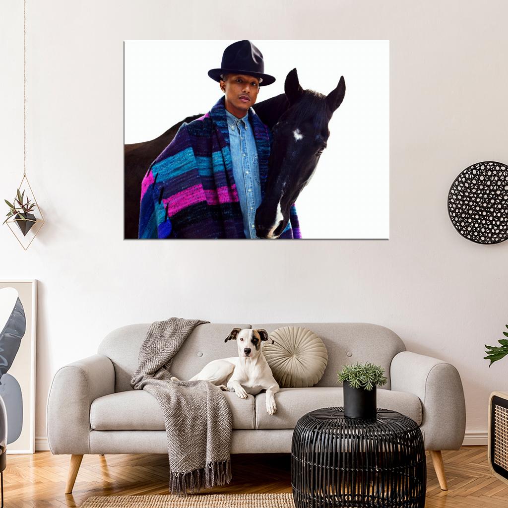 Pharrell Williams Portrait Handsome Music Singer Wall Art Print Poster