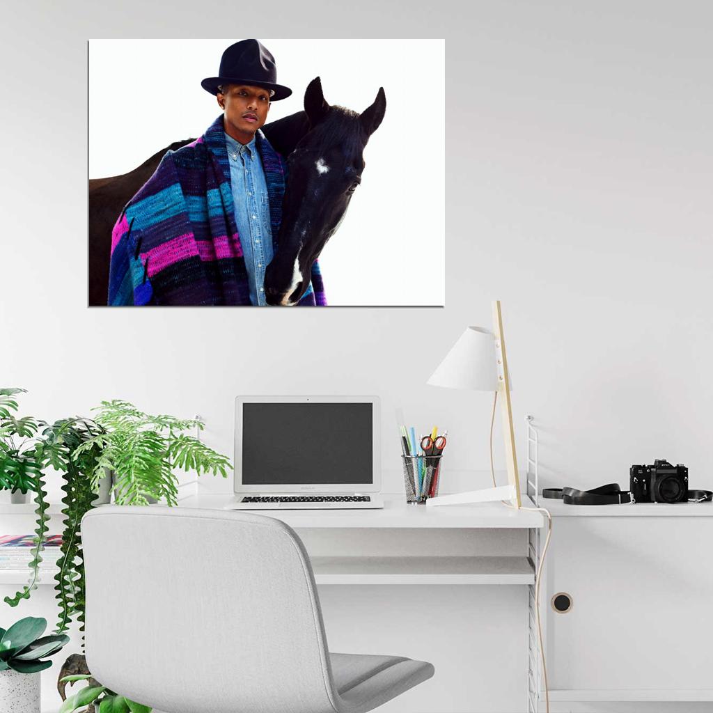 Pharrell Williams Portrait Handsome Music Singer Wall Art Print Poster