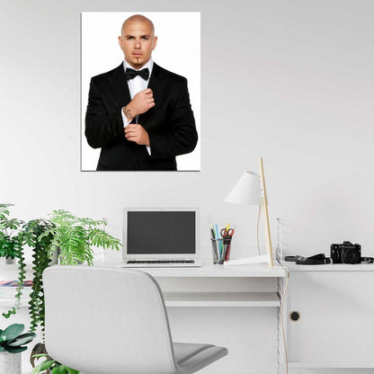 Pitbull Amazing Portrait Bowtie Music Artist Singer Wall Art Print Poster