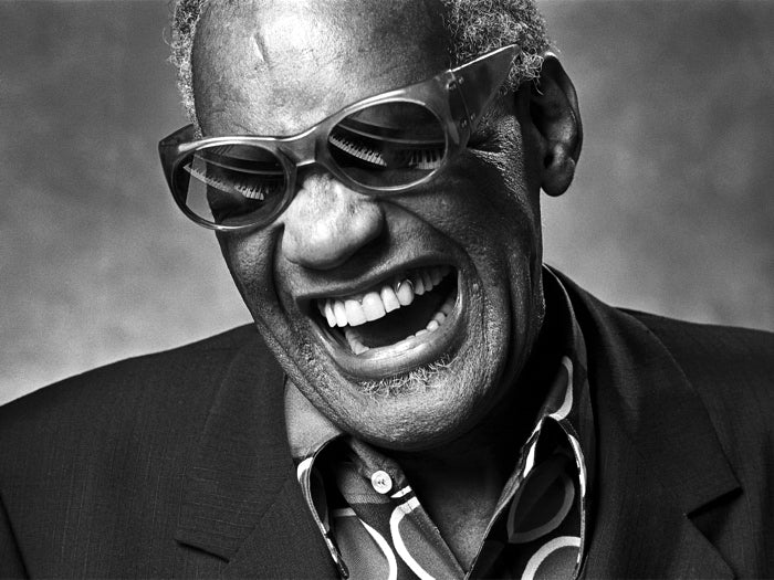 Ray Charles BW Portrait Smile Retro Music Singer Wall Art Print Poster