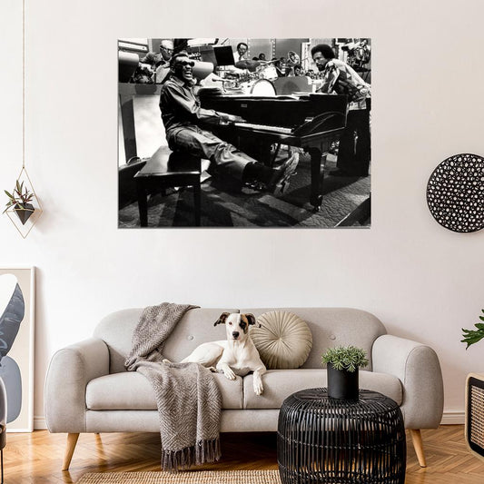 Ray Charles Amazing BW Piano TV Show Retro Music Wall Art Print Poster