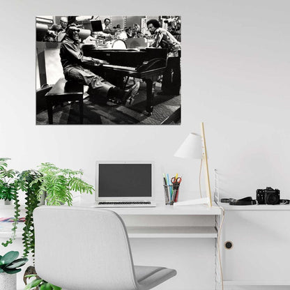 Ray Charles Amazing BW Piano TV Show Retro Music Wall Art Print Poster