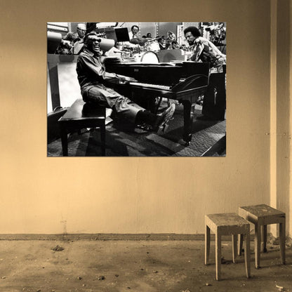 Ray Charles Amazing BW Piano TV Show Retro Music Wall Art Print Poster