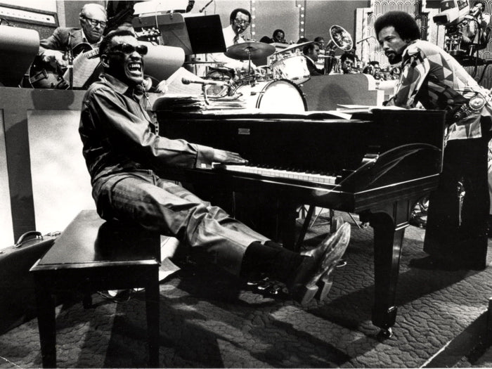 Ray Charles Amazing BW Piano TV Show Retro Music Wall Art Print Poster
