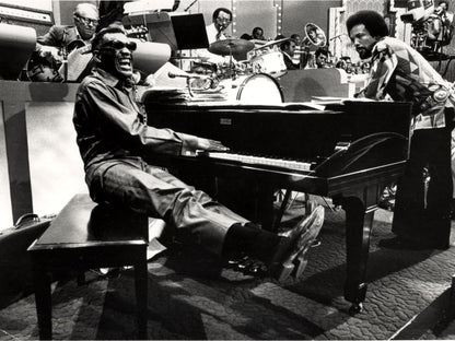 Ray Charles Amazing BW Piano TV Show Retro Music Wall Art Print Poster