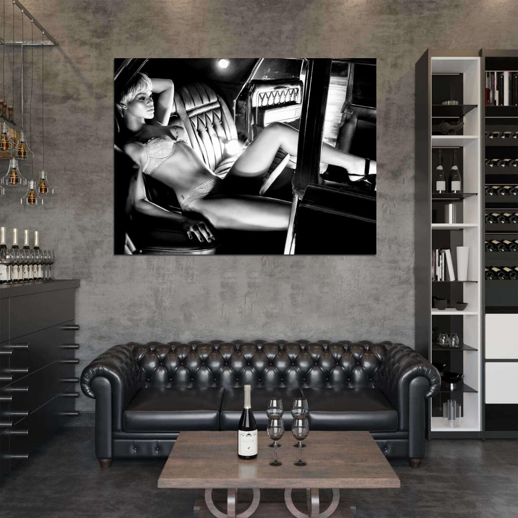 Rihanna Amazing BW Body Lingerie Beautiful Hot Sexy Wall Art Print Poster