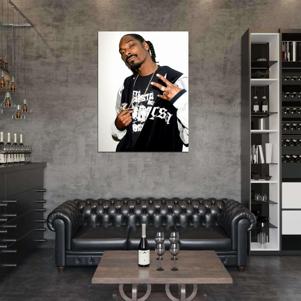 Snoop Dogg Gold Chain Revolver Rap Hip Hop Singer Wall Art Print Poster