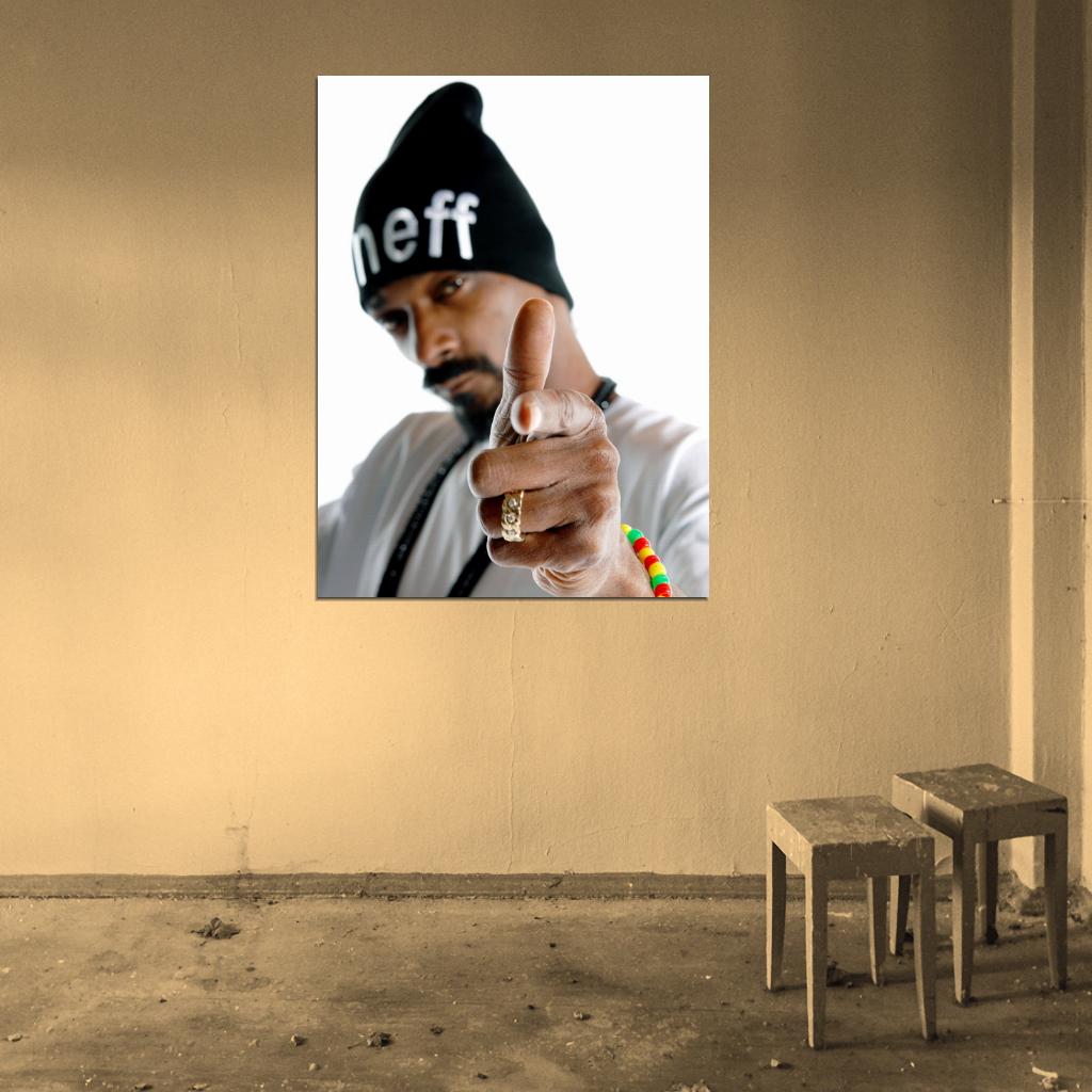 Snoop Dogg Finger Portrait Hat Rap Hip Hop Music Wall Art Print Poster