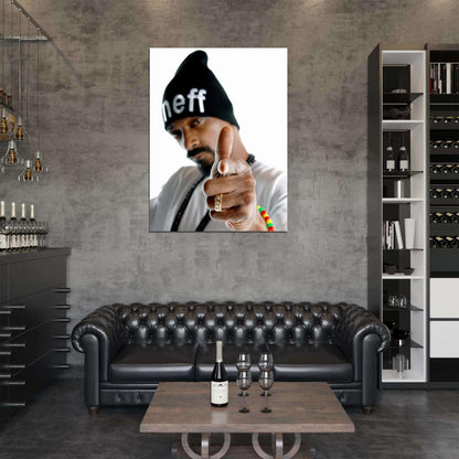 Snoop Dogg Finger Portrait Hat Rap Hip Hop Music Wall Art Print Poster