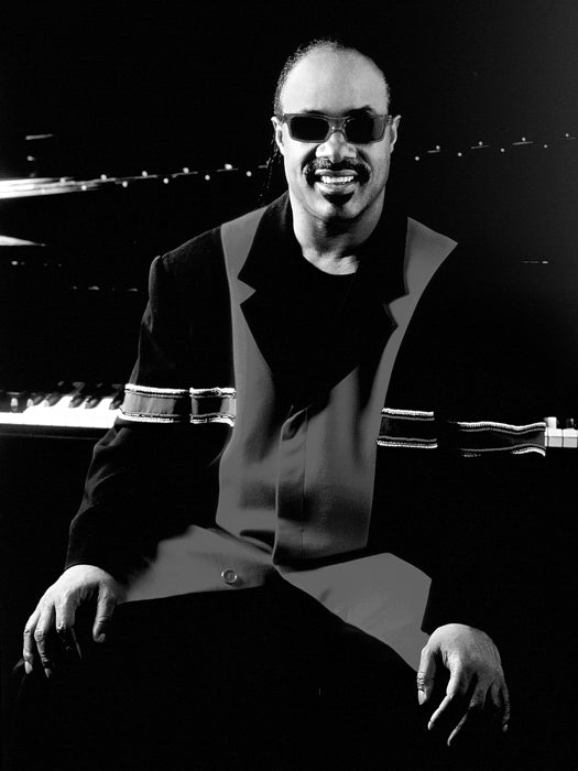 Stevie Wonder BW Piano Retro Music Artist Singer Wall Art Print Poster
