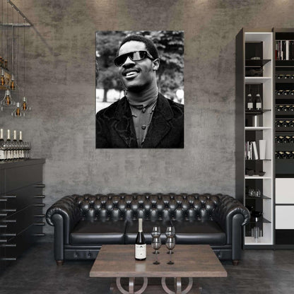 Stevie Wonder Rare BW Portrait Young Retro Music Wall Art Print Poster