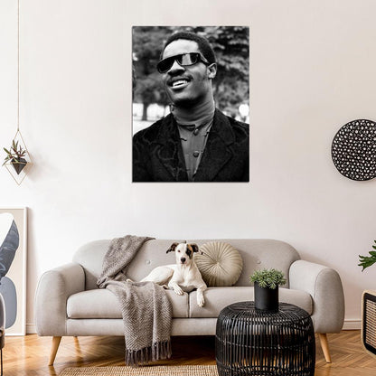 Stevie Wonder Rare BW Portrait Young Retro Music Wall Art Print Poster