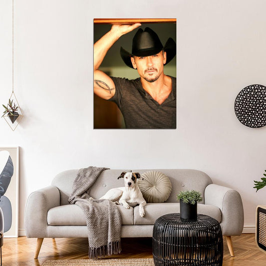 Tim McGraw Portrait Hat Tattoo Handsome Country Music Wall Art Print Poster