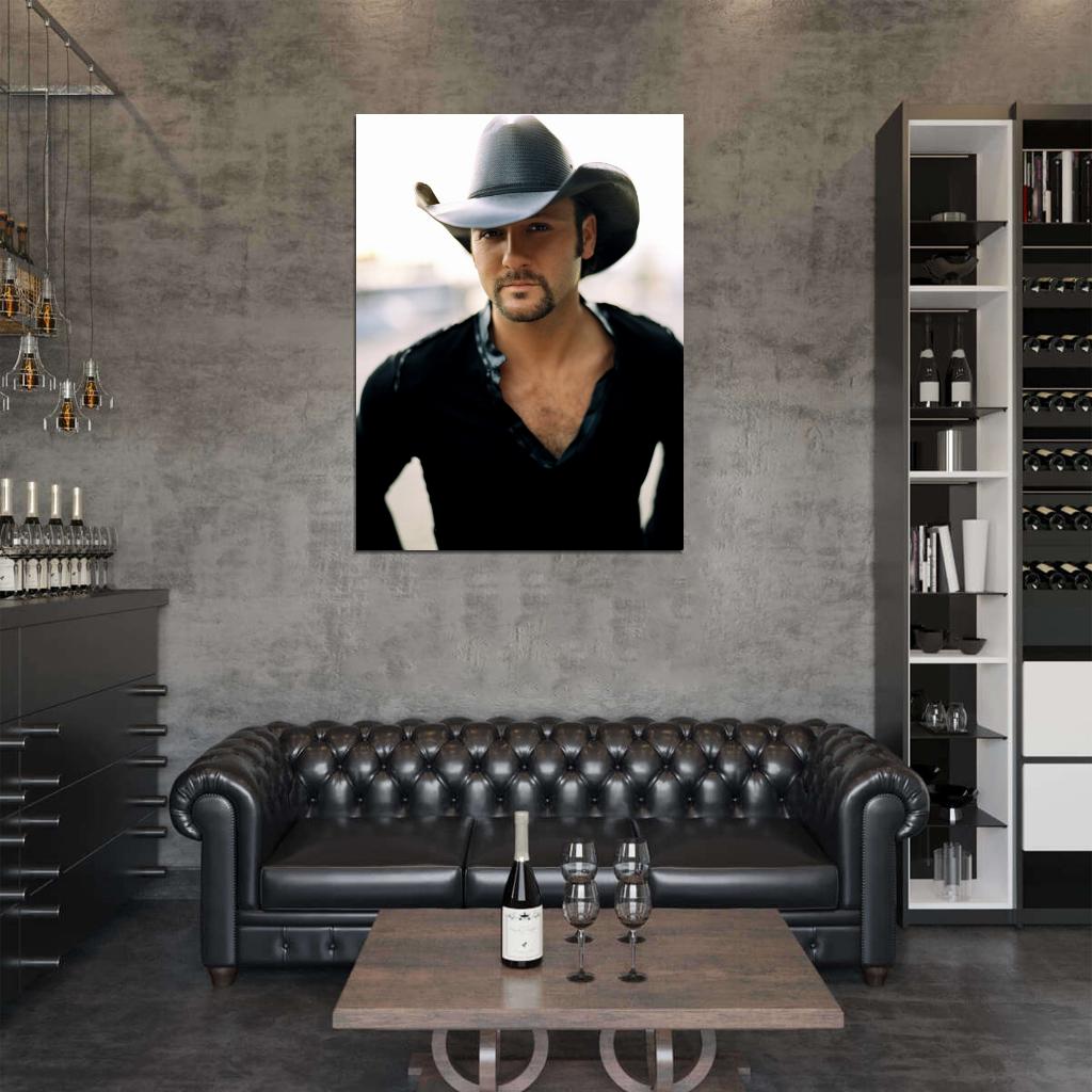 Tim McGraw Portrait Hat Handsome Country Music Singer Wall Art Print Poster