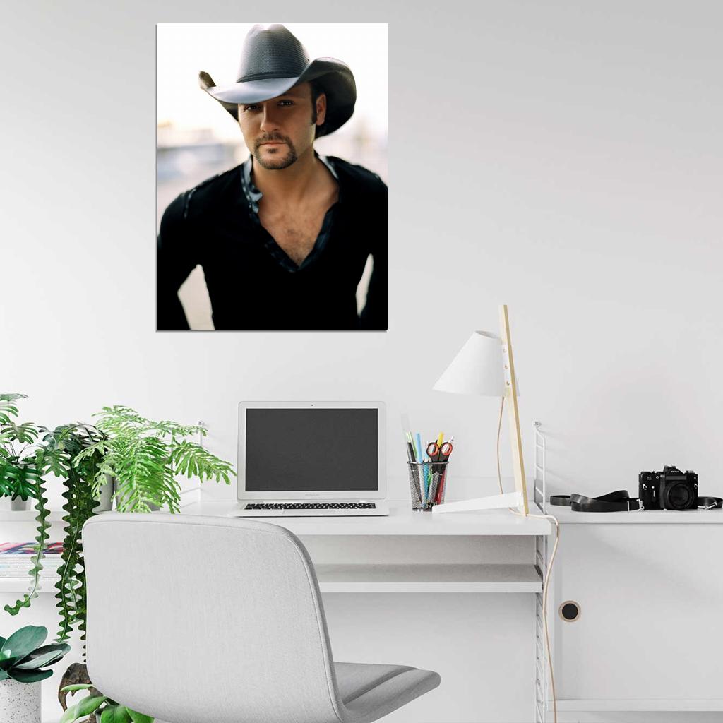 Tim McGraw Portrait Hat Handsome Country Music Singer Wall Art Print Poster