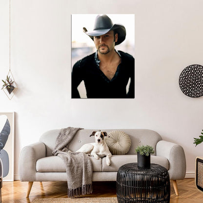 Tim McGraw Portrait Hat Handsome Country Music Singer Wall Art Print Poster