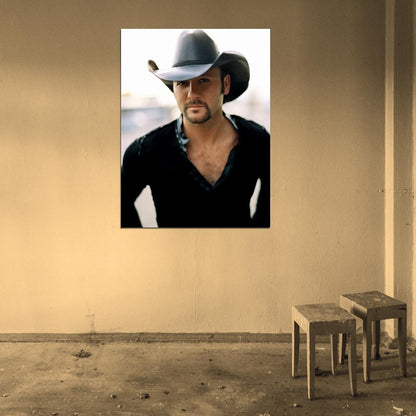 Tim McGraw Portrait Hat Handsome Country Music Singer Wall Art Print Poster