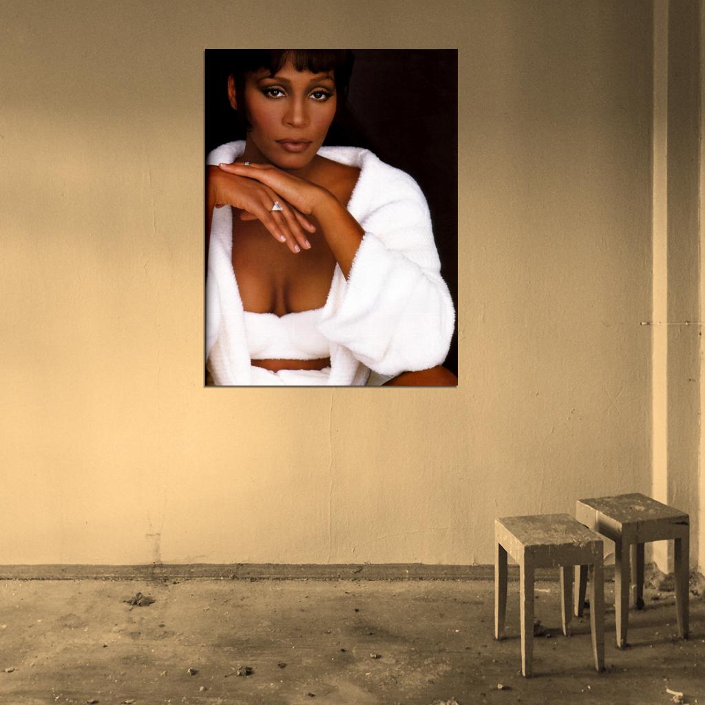 Whitney Houston Amazing Rare Portrait Beautiful Retro Wall Art Print Poster