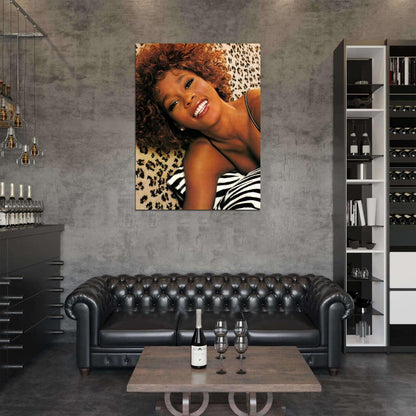 Whitney HoustonPortrait Smile Young Beautiful Retro Wall Art Print Poster