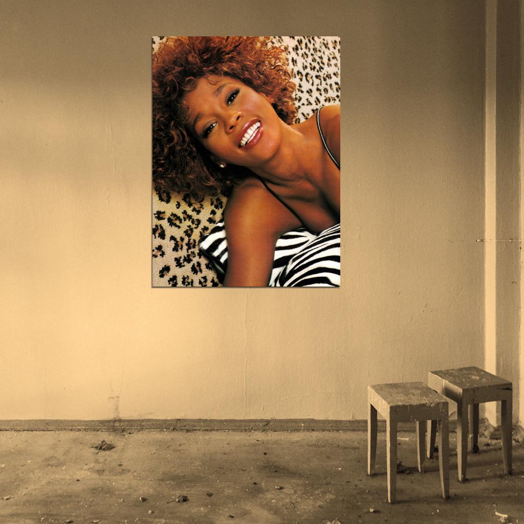 Whitney HoustonPortrait Smile Young Beautiful Retro Wall Art Print Poster