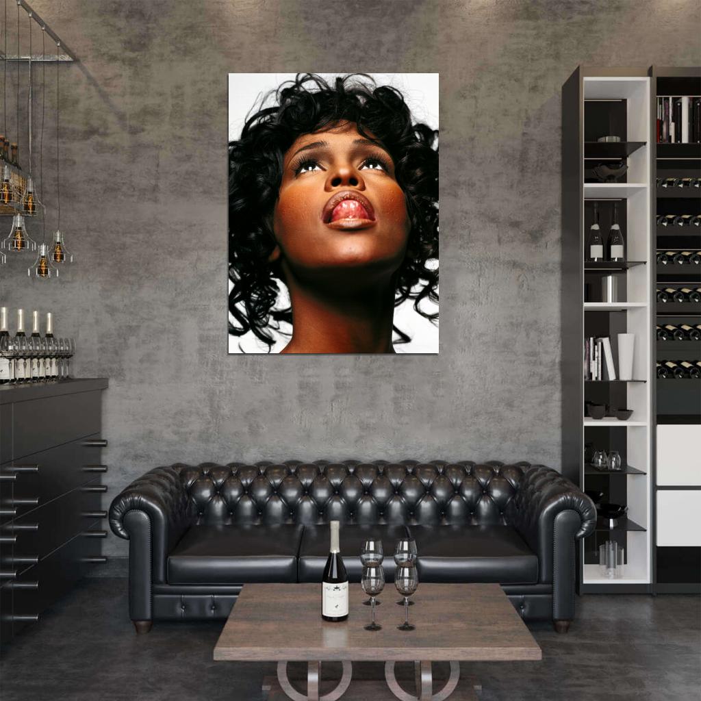 Whitney Houston Portrait Beautiful Retro Music Singer Wall Art Print Poster