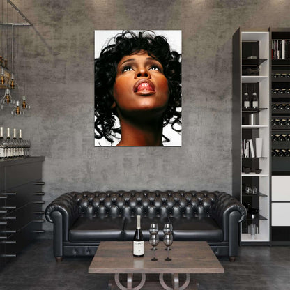 Whitney Houston Portrait Beautiful Retro Music Singer Wall Art Print Poster