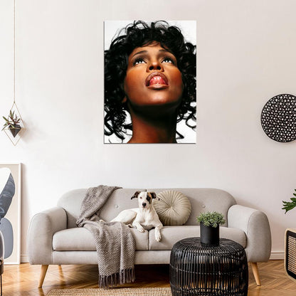 Whitney Houston Portrait Beautiful Retro Music Singer Wall Art Print Poster