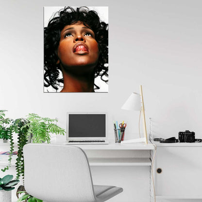 Whitney Houston Portrait Beautiful Retro Music Singer Wall Art Print Poster