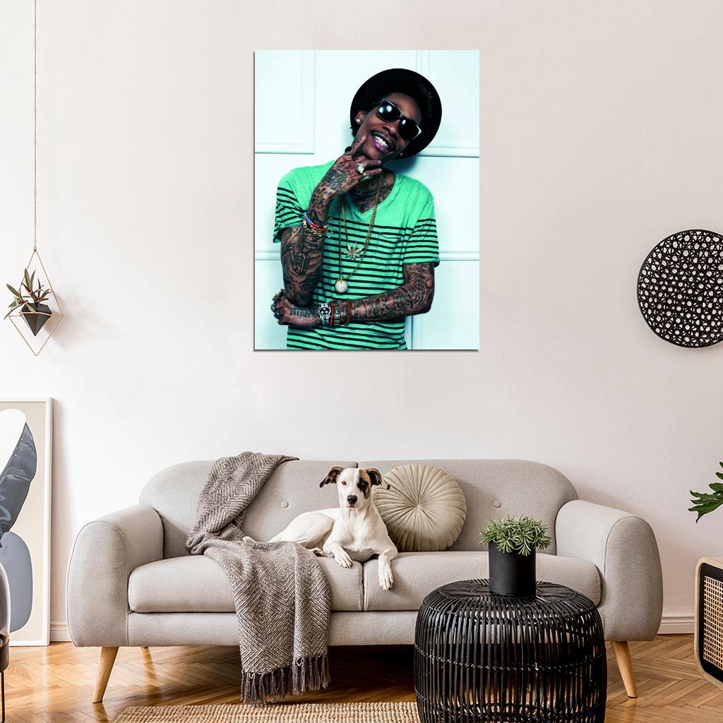 Wiz Khalifa Tattoos Smile Sunglasses Rap Hip Hop Wall Art Print Poster