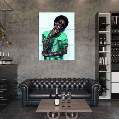 Wiz Khalifa Tattoos Smile Sunglasses Rap Hip Hop Wall Art Print Poster