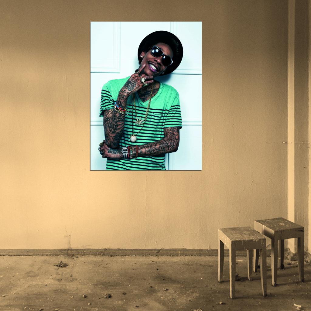 Wiz Khalifa Tattoos Smile Sunglasses Rap Hip Hop Wall Art Print Poster