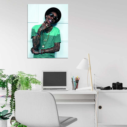 Wiz Khalifa Tattoos Smile Sunglasses Rap Hip Hop Wall Art Print Poster