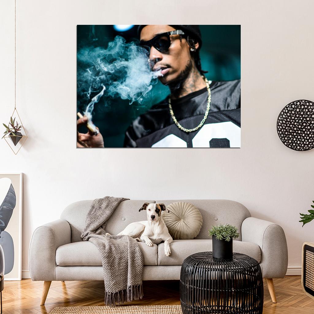 Wiz Khalifa Portrait Smoke Sunglasses Rap Hip Hop Wall Art Print Poster