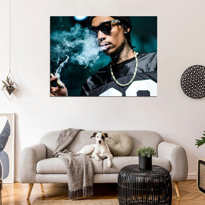 Wiz Khalifa Portrait Smoke Sunglasses Rap Hip Hop Wall Art Print Poster